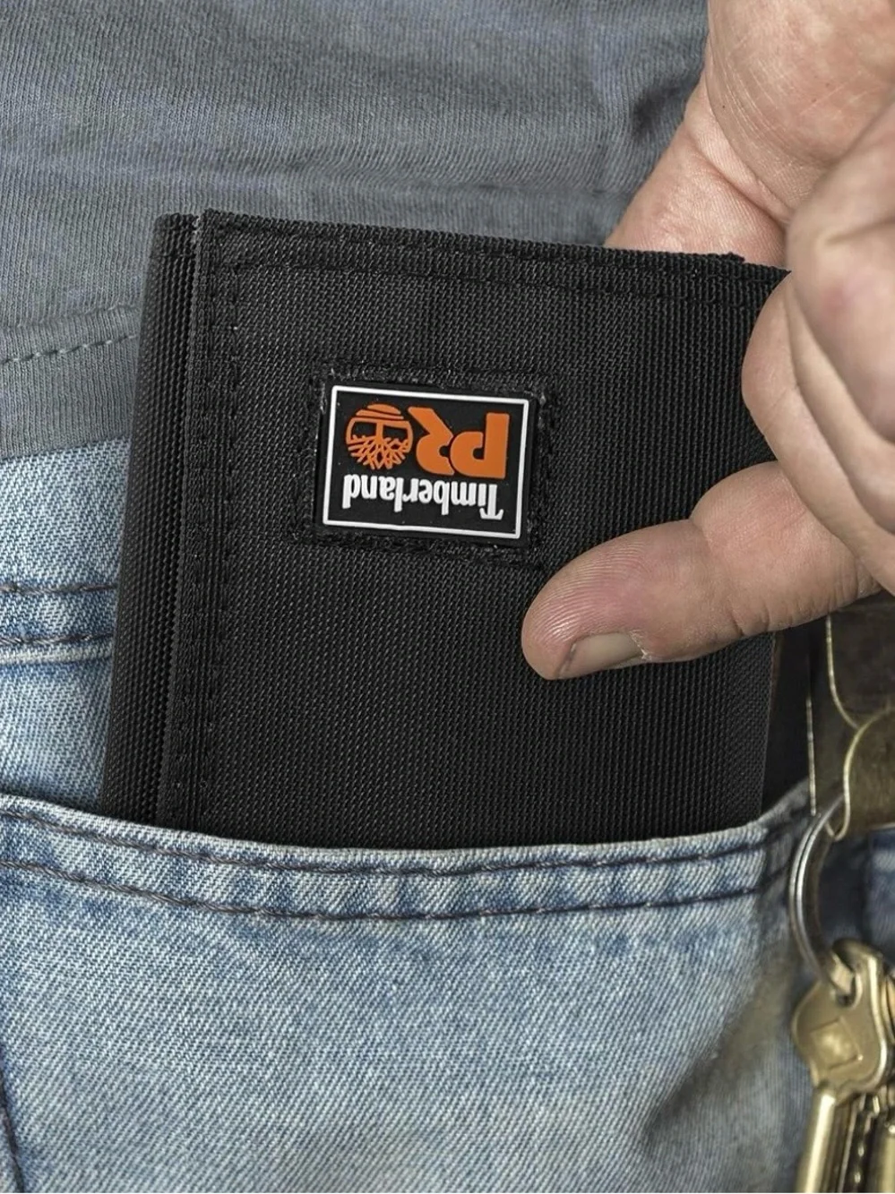 Timberland PRO Men’s Black Nylon Trifold Wallet Velcro ID Workwear EDC